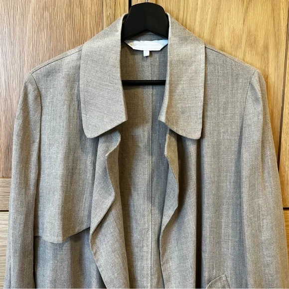 Crown Linen Designs Linen Trench Coat Beige Flax Size XS Classic Spring Chic - Picture 4 of 7
